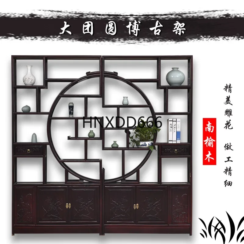 Solid wood Chinese Duobao Pavilion shelf wine rack