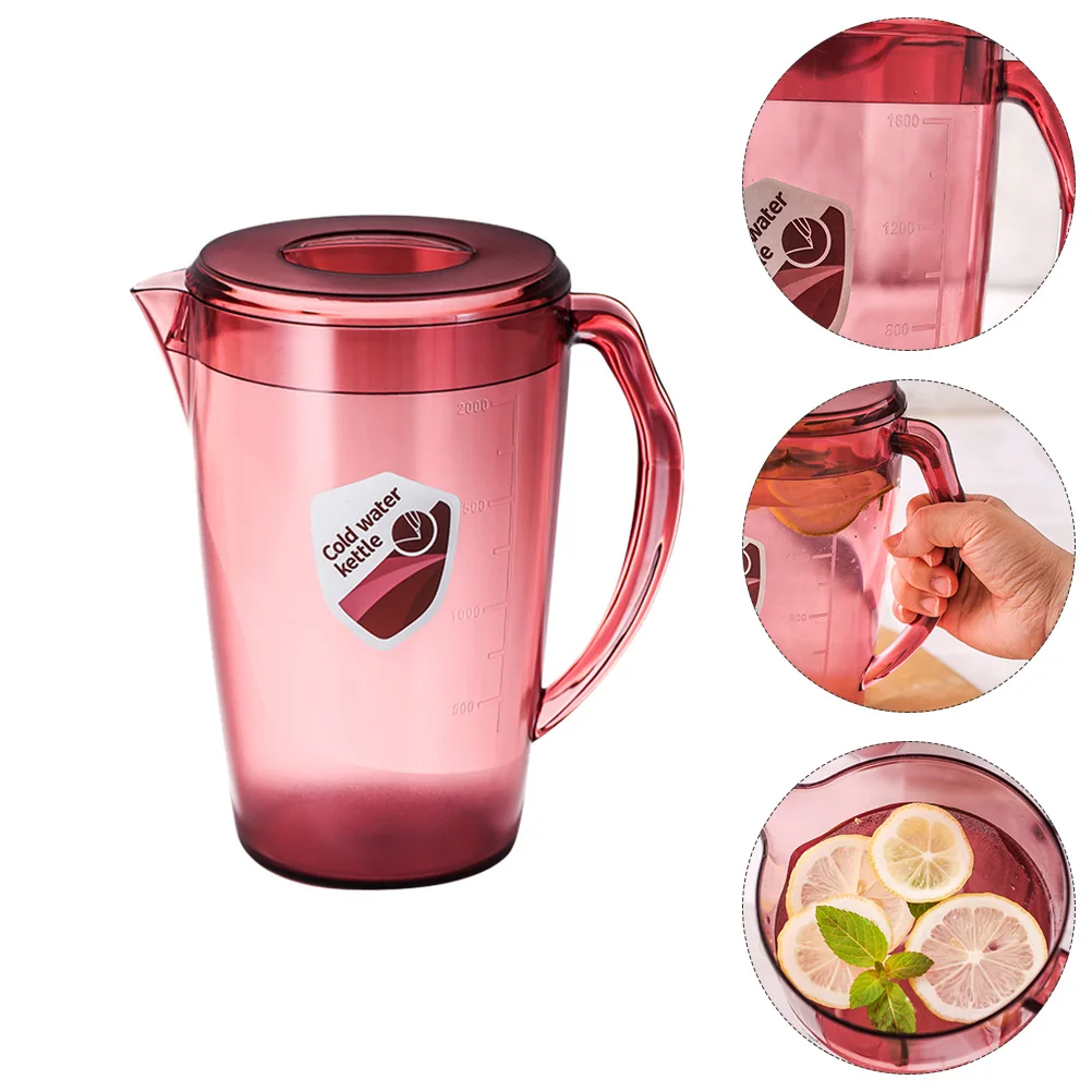 

Plastic Cold Water Bottle Thickened Kettle High Capacity Red Large Heat Resistant Practical Beverage Kitchen Office Use