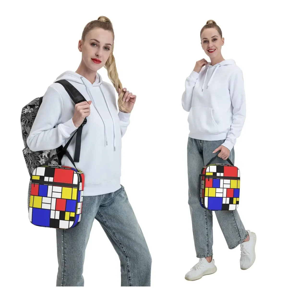 Mondrian #2 Insulated Lunch Bag for Women Kids Portable Food Boxes Thermal Lunch Box Tote