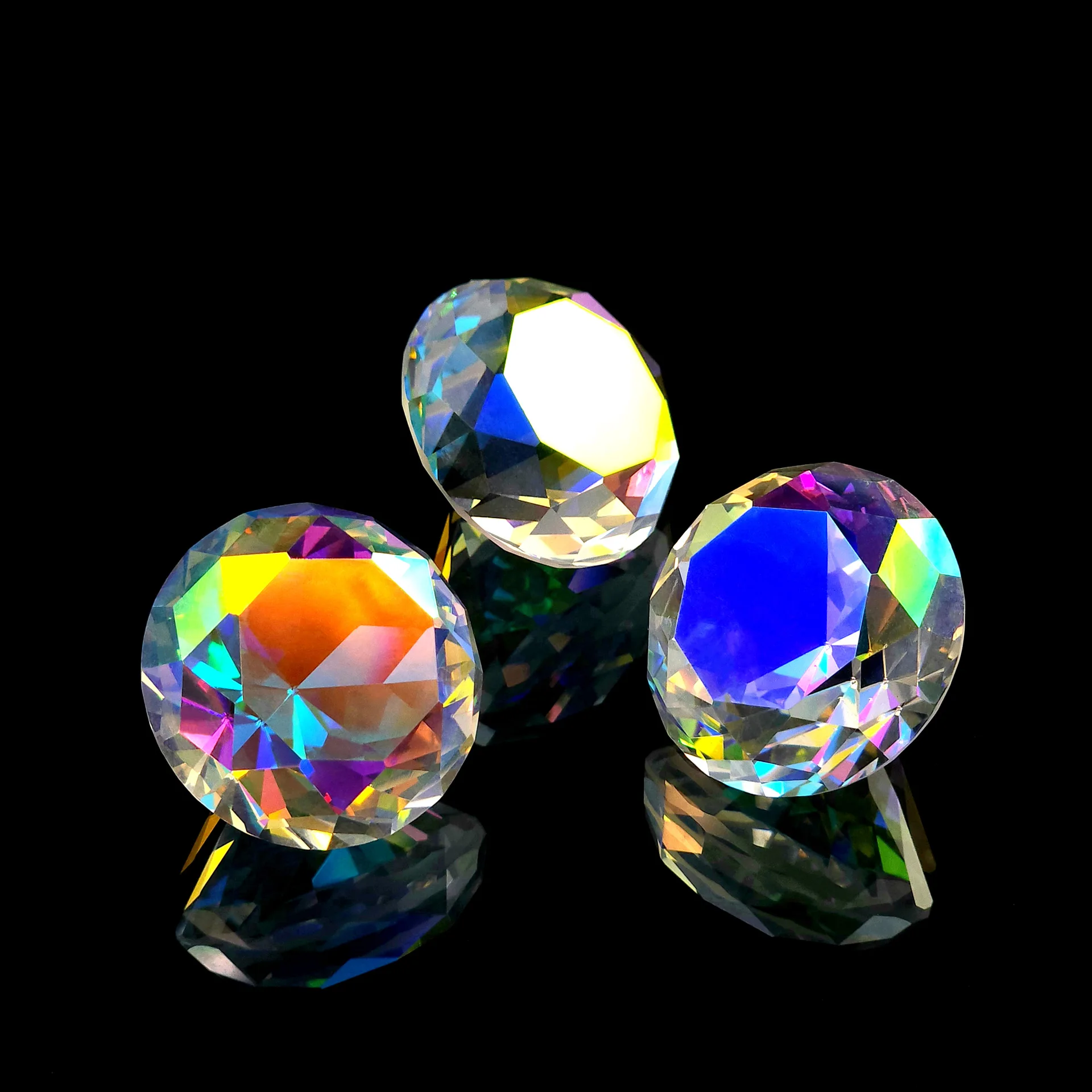 10pcs 25mm Crystal Diamond Multicolor,Home Decor Wedding Decorations for Kid Birthday Table Setting, Diamond Shaped Paperweight