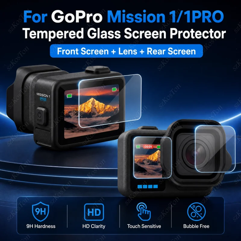 9H Tempered Glass For GOPRO MISSION 1 / 1 Pro Camera Ultra-Clear Glass Anti-scratch Ultra thin Film Accessories Set