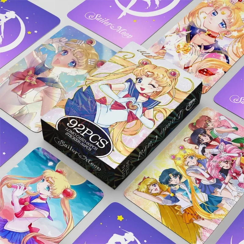 92pcs Sailor Moons Lomo Cards Photocard Double Sided Tsukino Usagi Stickers Cute Print Album Photo Card Collection Postcard Gift