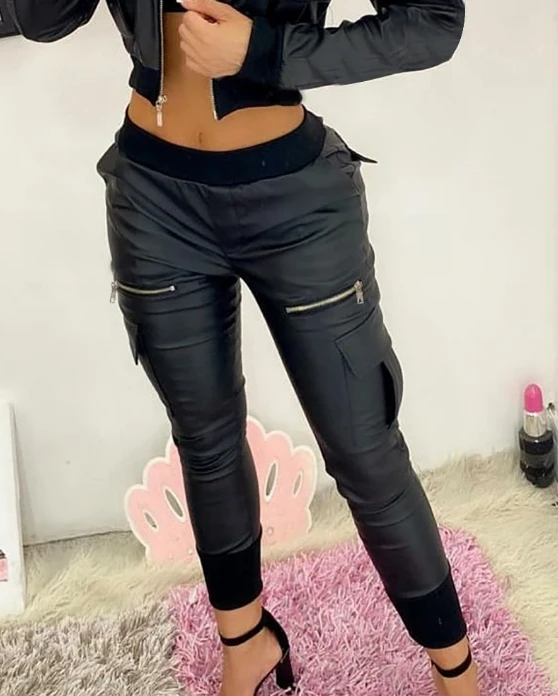 

High Waist Leather Sexy Leggings for Women 2024 Spring Summer Knee Skinny Cargo Shorts Black Pu Tight Pants Leggings