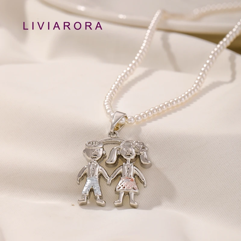 1/2/3Pcs Rhodium Plated Brass Boy Girl Holding Hands Family Love Charms Pendant For DIY Necklace Making Accessories