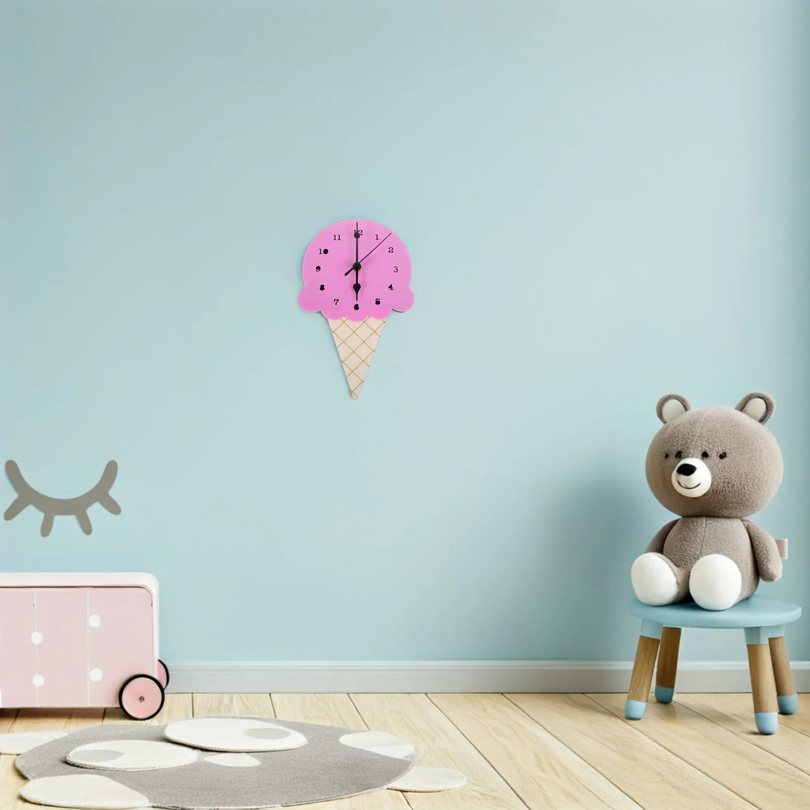 

Cute Ice Cream Wall Clock for Kids Silent Mechanism Nordic Design Children Bedroom Decorative Hanging Clock Classroom Playroom