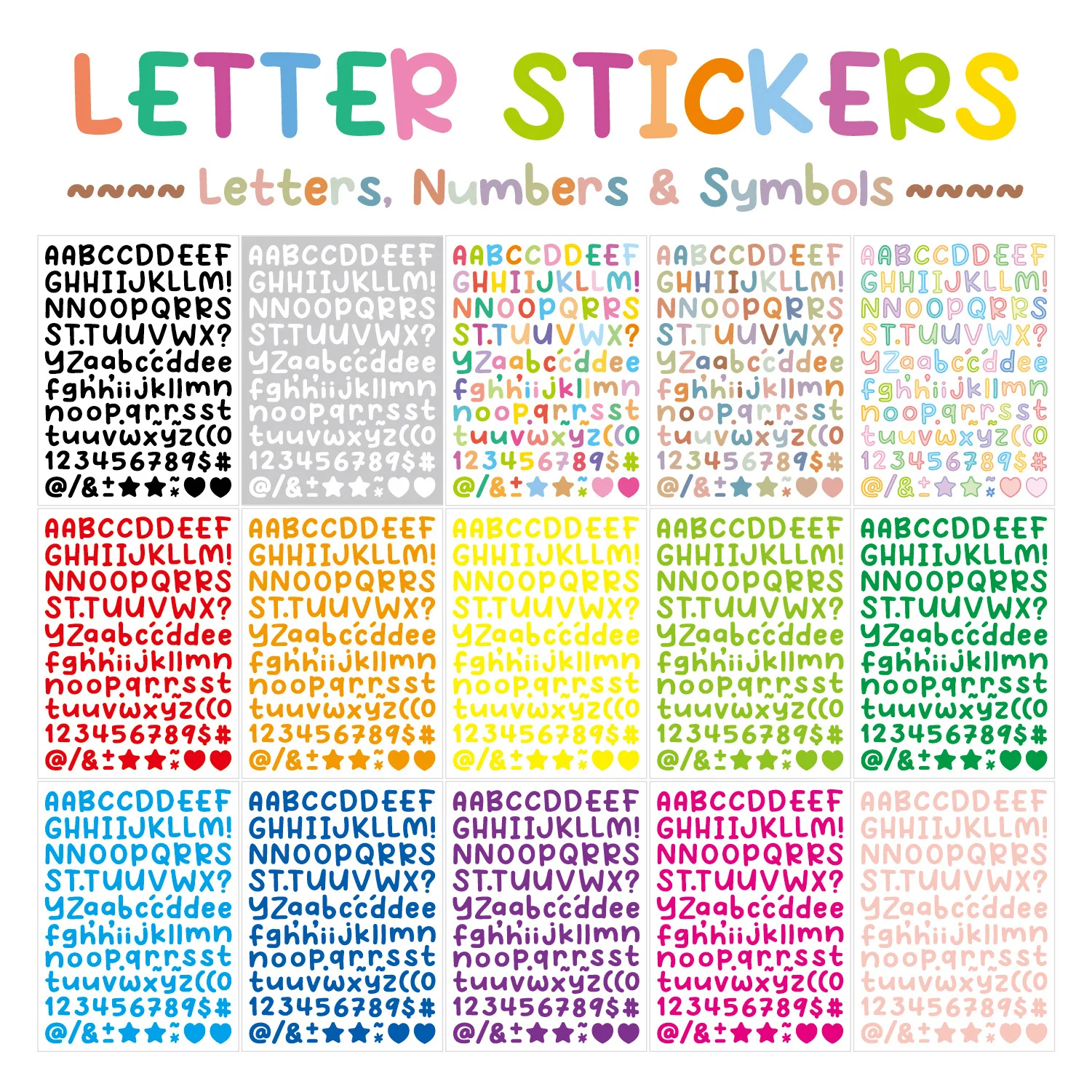 0.5 Inch Mini ABC Letter Stickers Waterproof for Decoden Scrapbook Planner DIY Decoration