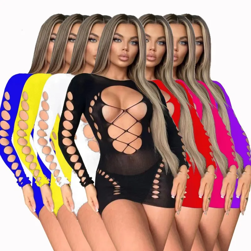 

Shengrenmei Baby Doll Erotic Lingerie Ladies Pajamas Fishnet Blouse Lencería Hot Caliente Long Sleeve Dress Sexy Lenceria ...