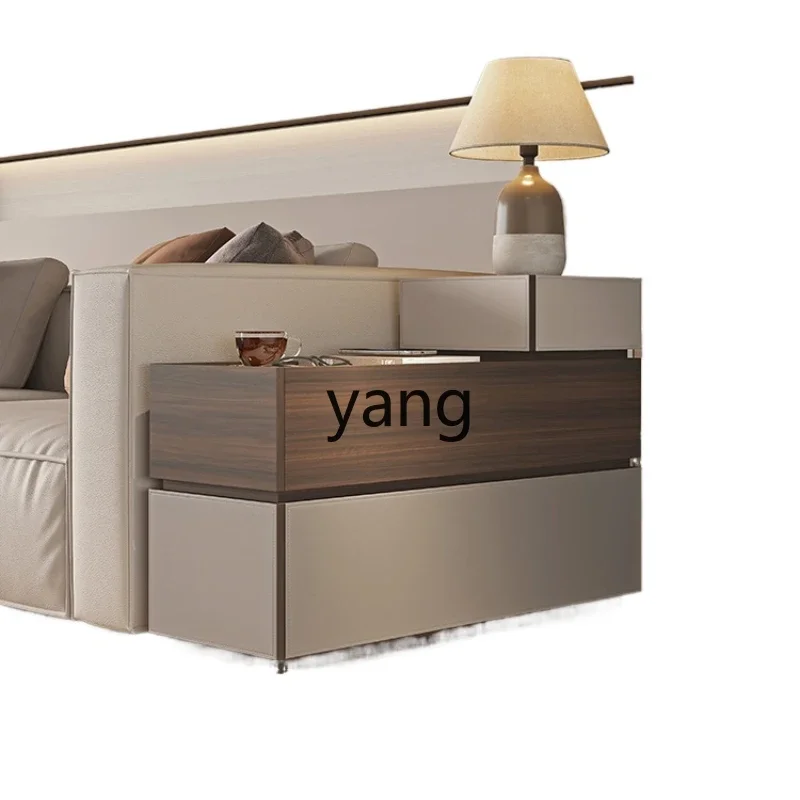 

yjq minimalist sofa side few chest cabinets modern minimalist high-end solid wood saddle leather bed head narrow side cabinet