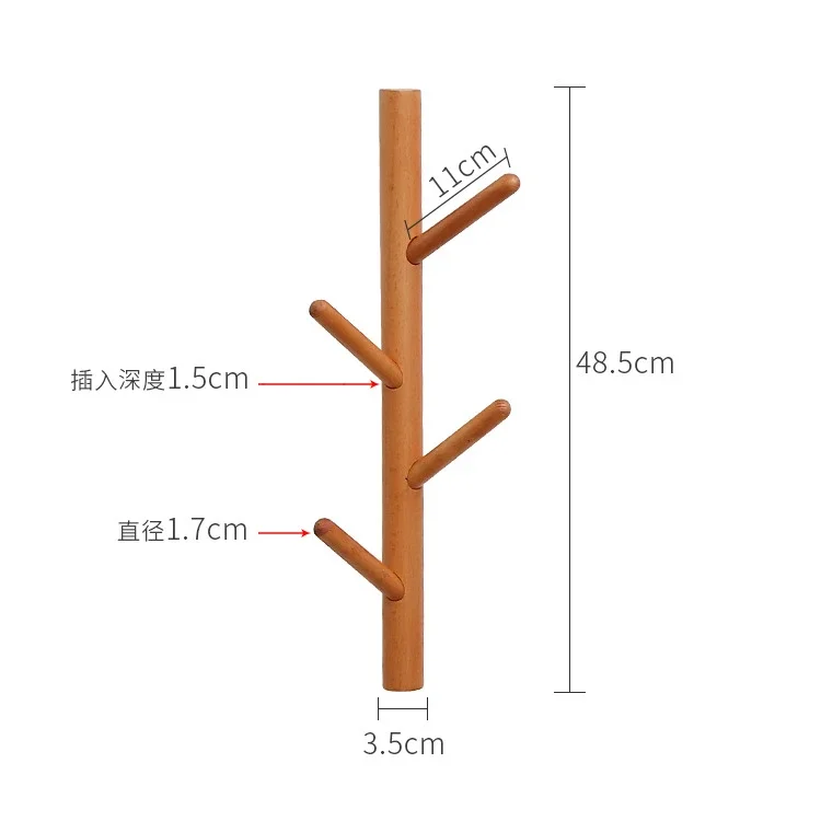 Wall Mount Clothing Rack Coat Hanger Branches Natural Pine Hook Handbag Cap Holder Living Room Decoration Wall Shelves Hooks