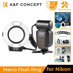 K&F CONCEPT KF-150 I-TTL Macro Ring Light Flashs LCD Display Wireless Slave Speedlite For Nikon Canon with 6pcs Adapter Rings