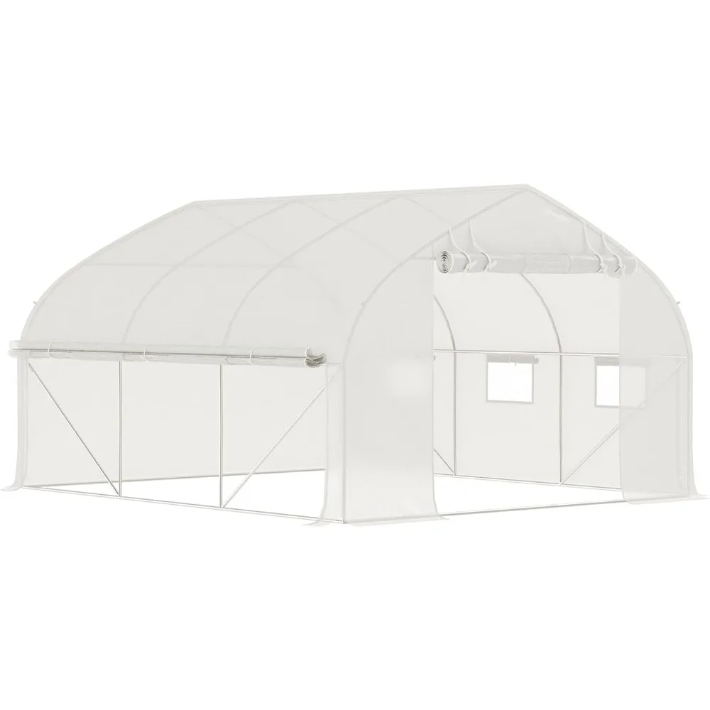 11.5' X 10' X 6.5' Walk-in Tunnel Greenhouse Green House with Zippered Mesh Door & Roll-up Sidewall Gardening Plant Hot House