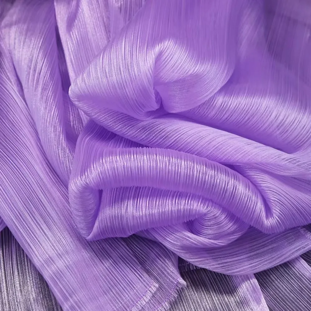 Fashion Bright Organza Fabric DIY Stiff Shape Pleated Mesh Fabrics Polyester Material Designer Fabrics Background Floral Design