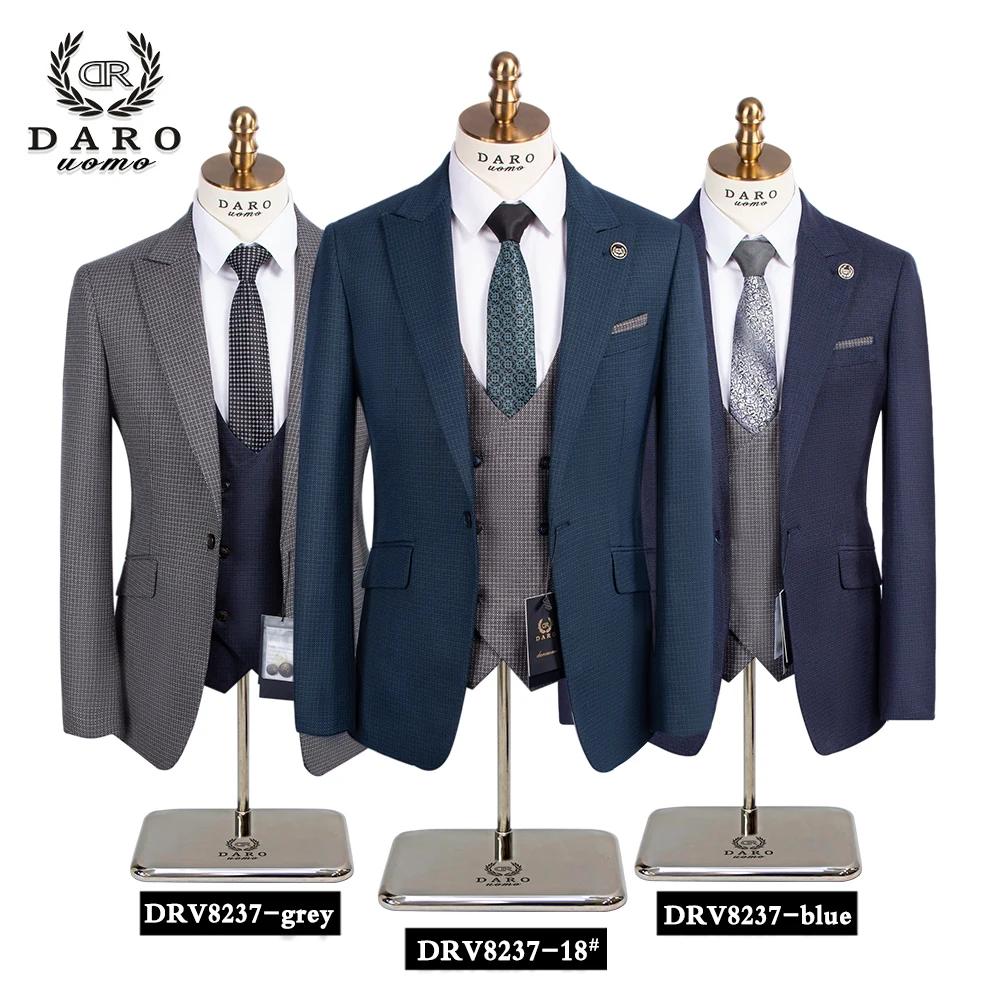 2024 DAROuomo Mens Suit terno Slim Fit Casual one button Fashion Grid Blazer Side Vent Jacket and Pant for Wedding Party DRV8237