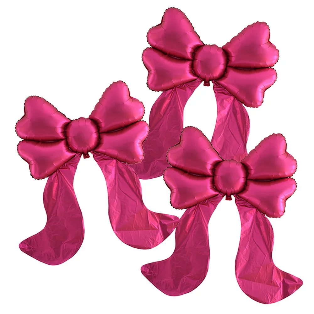 3-Pack of Medium-Sized Matte Bow-Shaped Aluminum Foil Balloons, Suitable for Birthday Parties, Friend Gatherings, Tea Parties, Bachelor Parties, Engagement Weddings, Valentine's Day, and Bridal Shower Decorations
