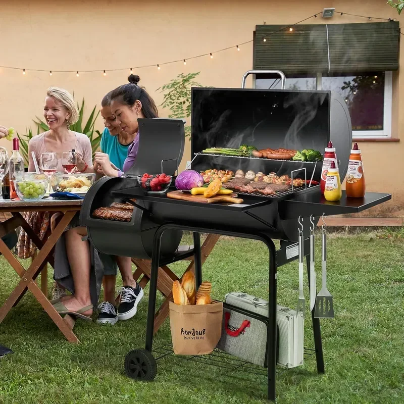 BBQ Charcoal Grill and Offset Smoker Outdoor Camping