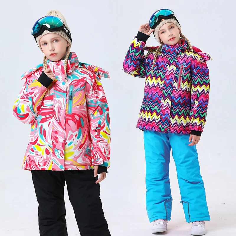 

-30℃ Boy girl skiing suit waterproof 5 6 7 8 9 10 11 12 13 14 15 year old children's snow clothing Warm snowboarding Coat pant