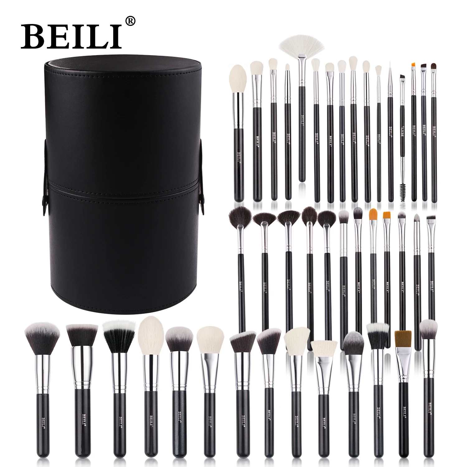 BEILI Makeup Brush Set with Holder 30-42Pcs Professional Foundation Powder Blush Eyeshadow Blending Brushes Kit Make Up Tools