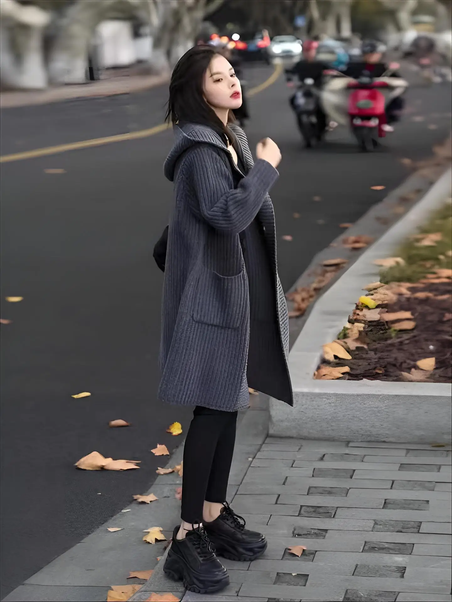 

Mid-Long Cardigans Girls Womens Spring Pattern Sequins Flounce Raglan Openknit Bow French-Style Double-Pocket Half-Turtleneck OL