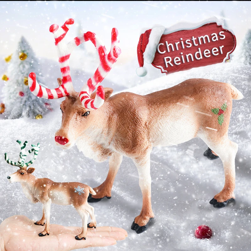 Oenux Mini Weihnachtsbäume Zeder Waldtiere Kuchendeckel Zubehör Fuchs Hirsch Kaninchen Eichhörnchen Antilope Modell Dekor Kinderspielzeug – Detail 6