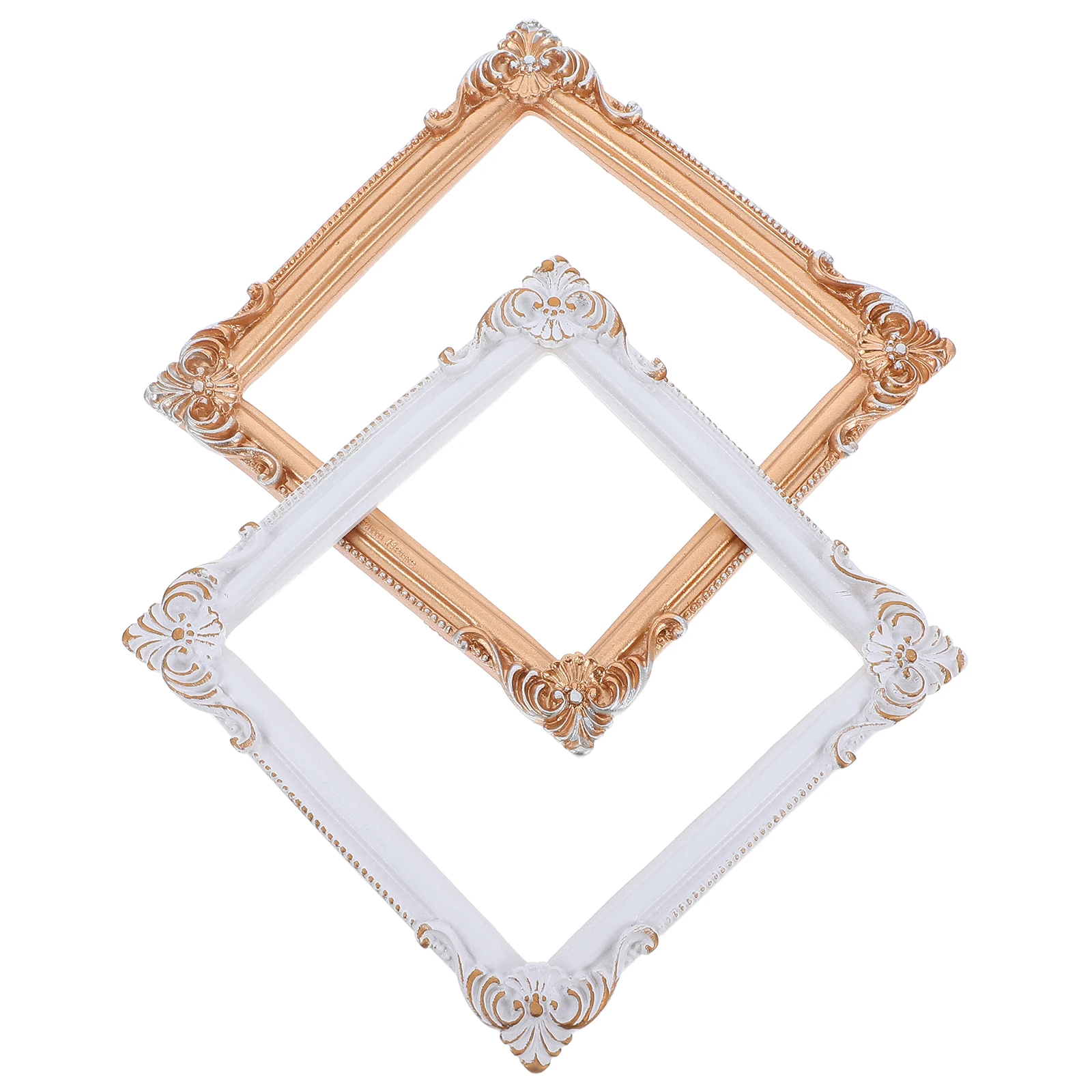 

2 Pcs Photo Frame Vintage Resin Frames Mini Props Picture Small Ornate Miniature