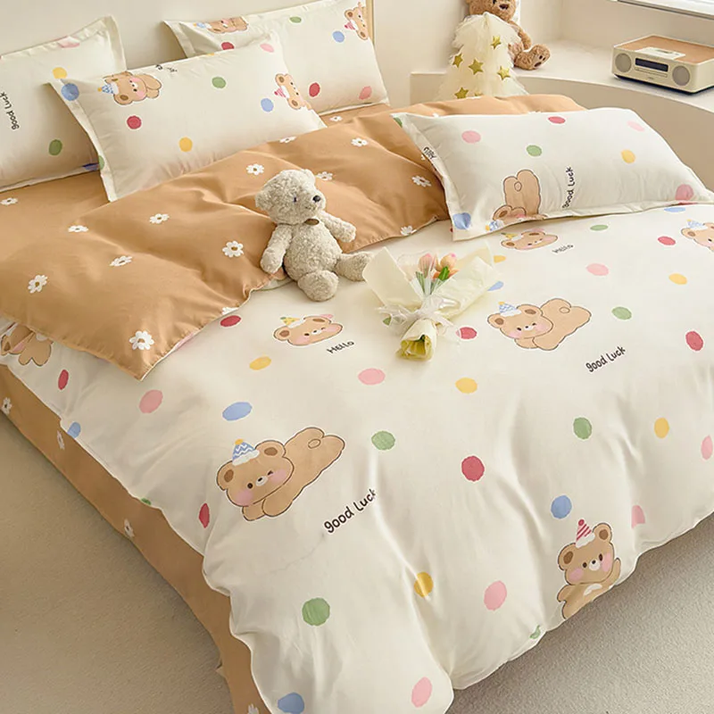 Fashion 1 pcs Pure Cotton Duvet Cover with Cute Print Skin Friendly Thick Cozy Duvet Cover Queen/king Couple or Single Bed