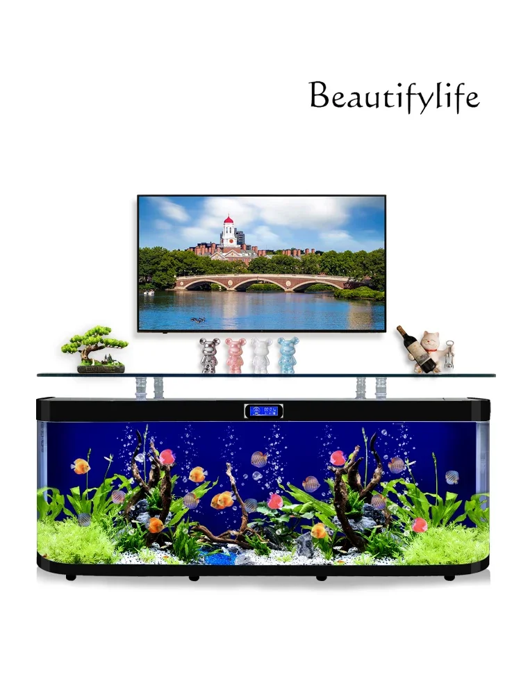 TV Cabinet Fish Tank Living Room Home Integrated Glass Ecological Intelligence Aquarium Floor Tea Table