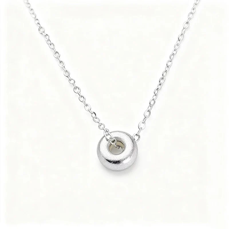

Plain Circle 925 Sterling Silver Necklace Delicate Smooth Minimalist Design Perfect for Daily Match Ideal Wish Party Gift