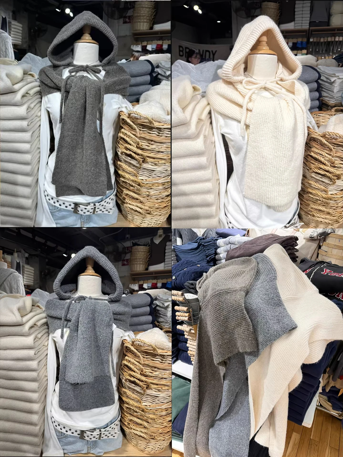 Solid Hooded Scarf Women Spring Winter Casual Lace-up Unisex Thick Warm Long Scarves Vintage Chic Preppy Style Knitted Scarf y2k