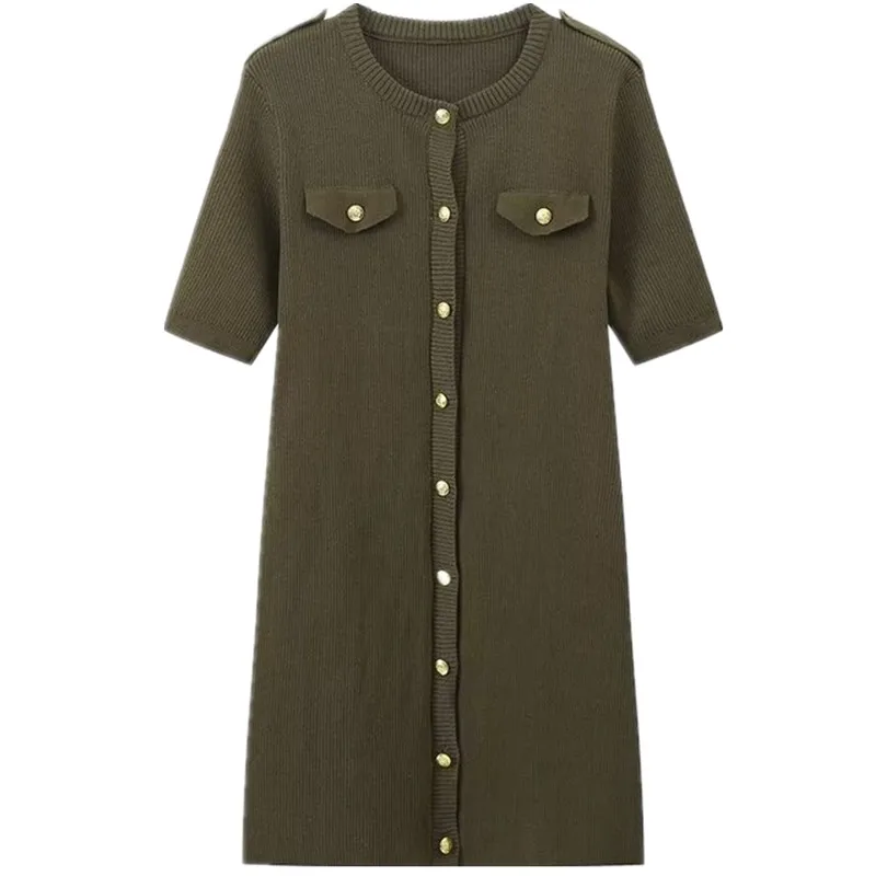 2024年秋新作 レディース デザイン感 スリムフィット 通勤 リブニット ワンピース ショート丈スカート 多機能 おしゃれ ミニ丈ワンピース