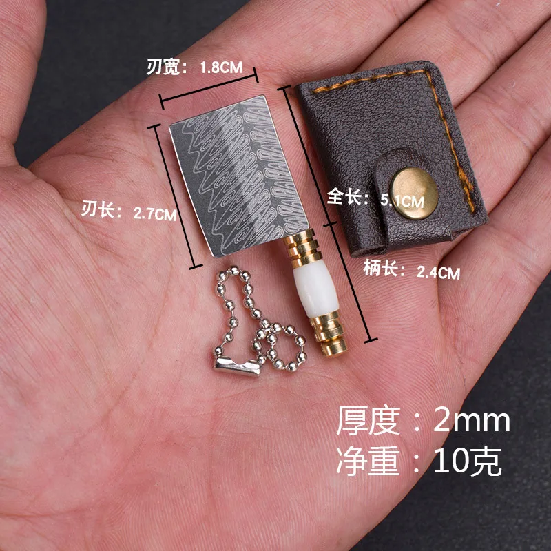 Mini Damascus Laser Pattern Knife Acrylic Sharp EDC Self-defense Portable Keychain Unpacking Knife Outdoor Unboxing Tool