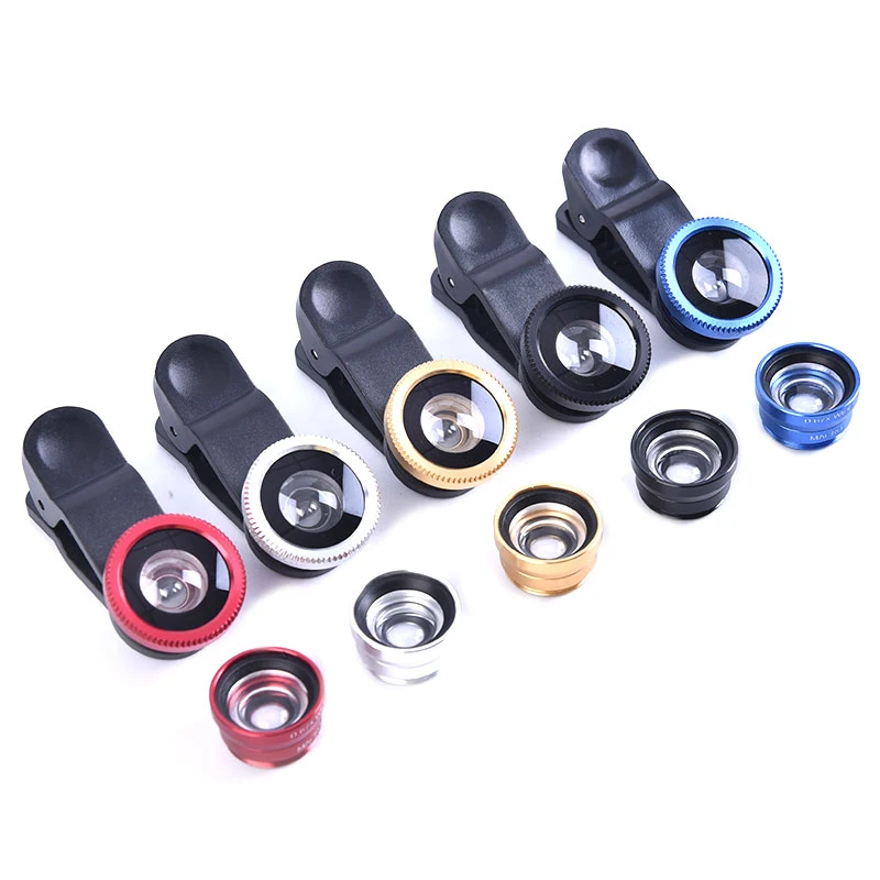 1 Set 3 In 1 Mobile Phone Fish Eye+0.67X Zoom Wide Angle+Macro Lightweight Camera Lens For Universal Cell Phone