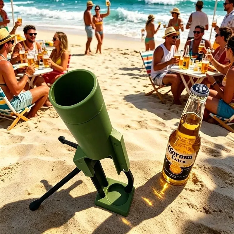 Rocket bottle opener with cap ejection, fits 330ml beer bottles, suitable for birthday, party, barbecue and KTV