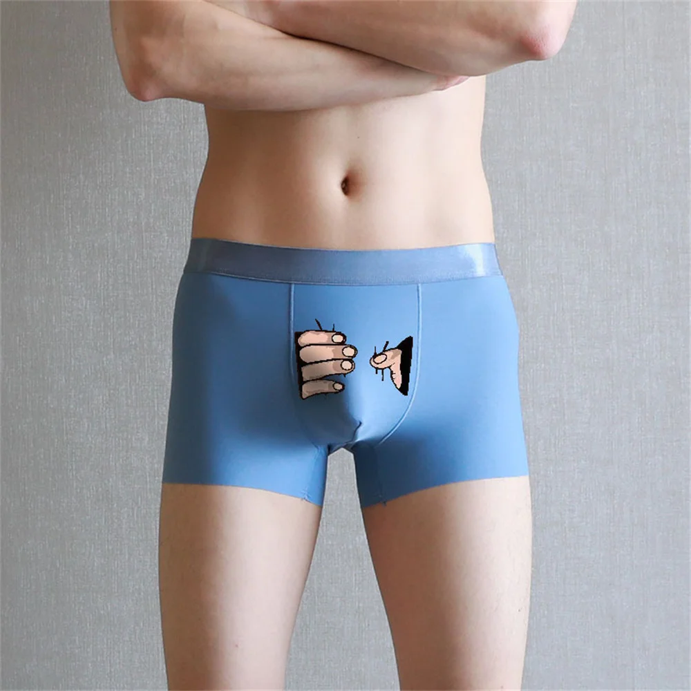 Funny Underwear Ice Silk Boxers for Men Shorts Cute Spoof Trunk Plus Size Male Panties Lovers fascinating Gift Boxer Men