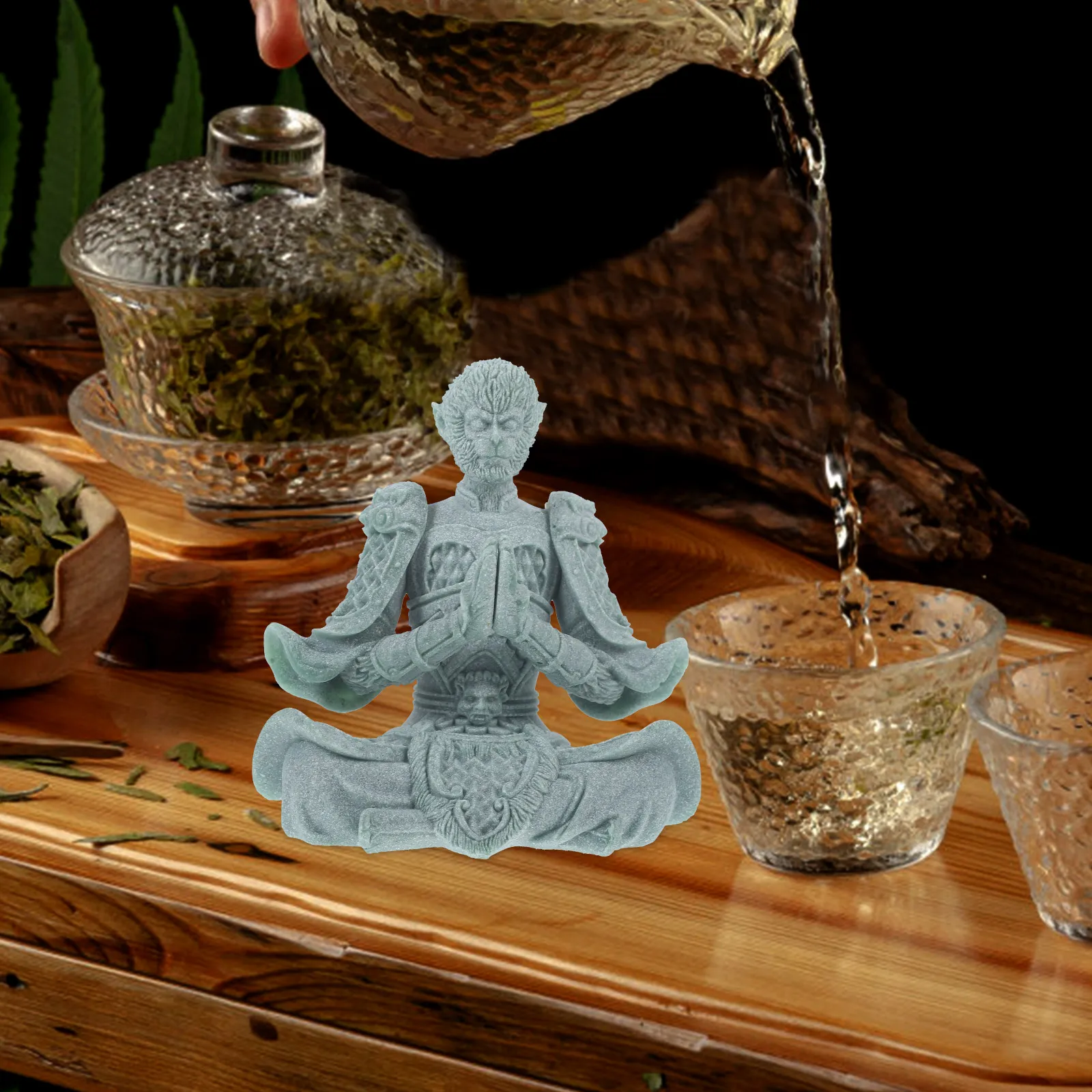 

Qitian Dasheng Monkey Tea Pet Sandstone Small Desktop Decoration Tea Tray Ornament for Home Office Decor