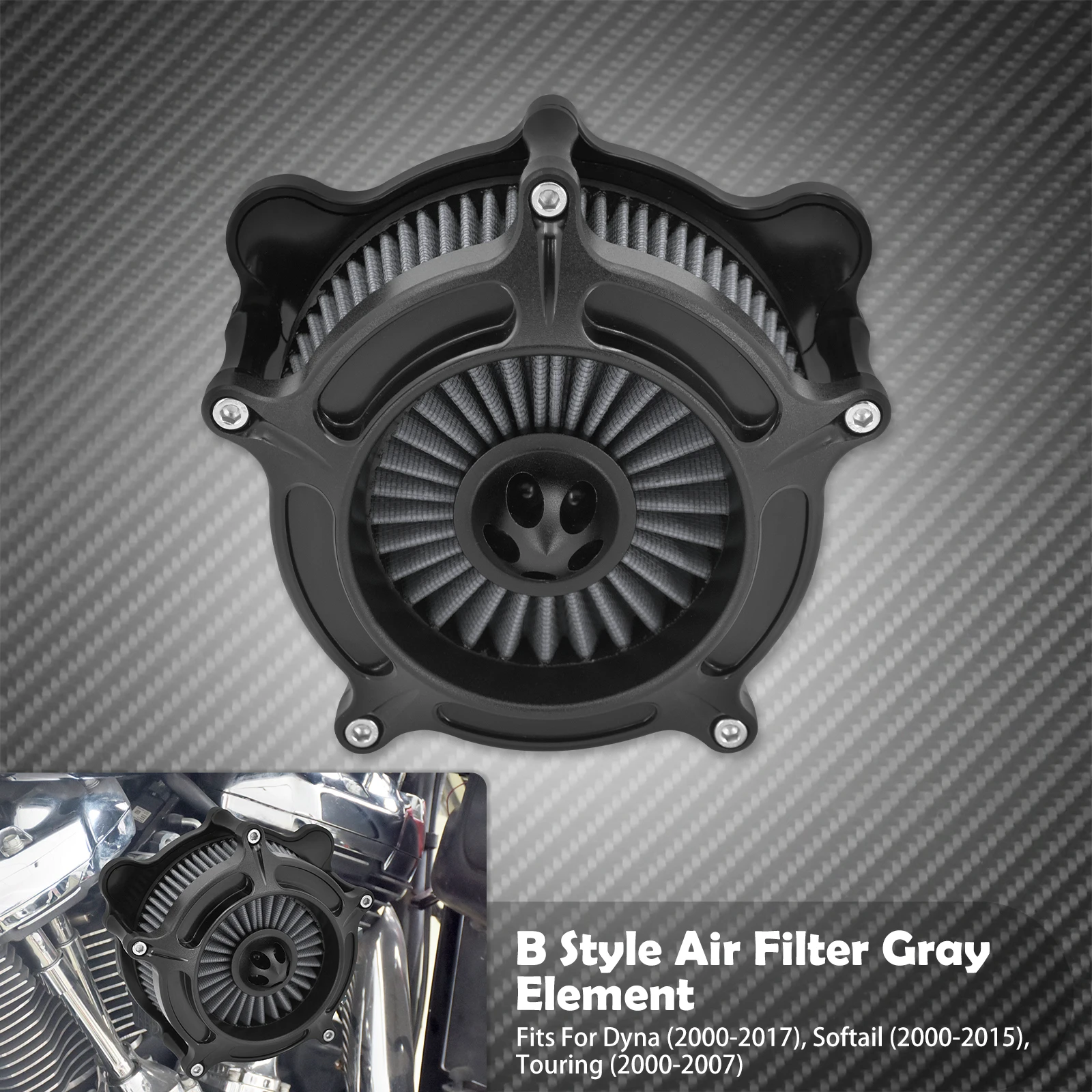 Motorfiets Luchtfilter Grijs Element Luchtfilter Inlaatfilter Kit CNC Voor Harley Touring FLHT FLHX Sportster XL Dyna Softail FLHC - afbeelding 1