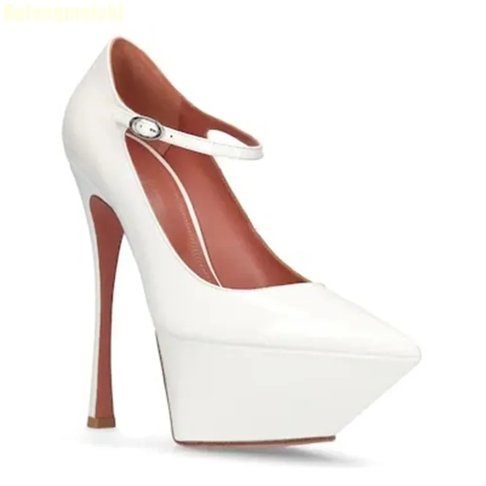 

Женские однотонные кожаные босоножки на высоком каблуке с острым носком на очень высоком тонком каблуке, сексуальные туфли-лодочки с ремешком на щиколотке и пряжкой