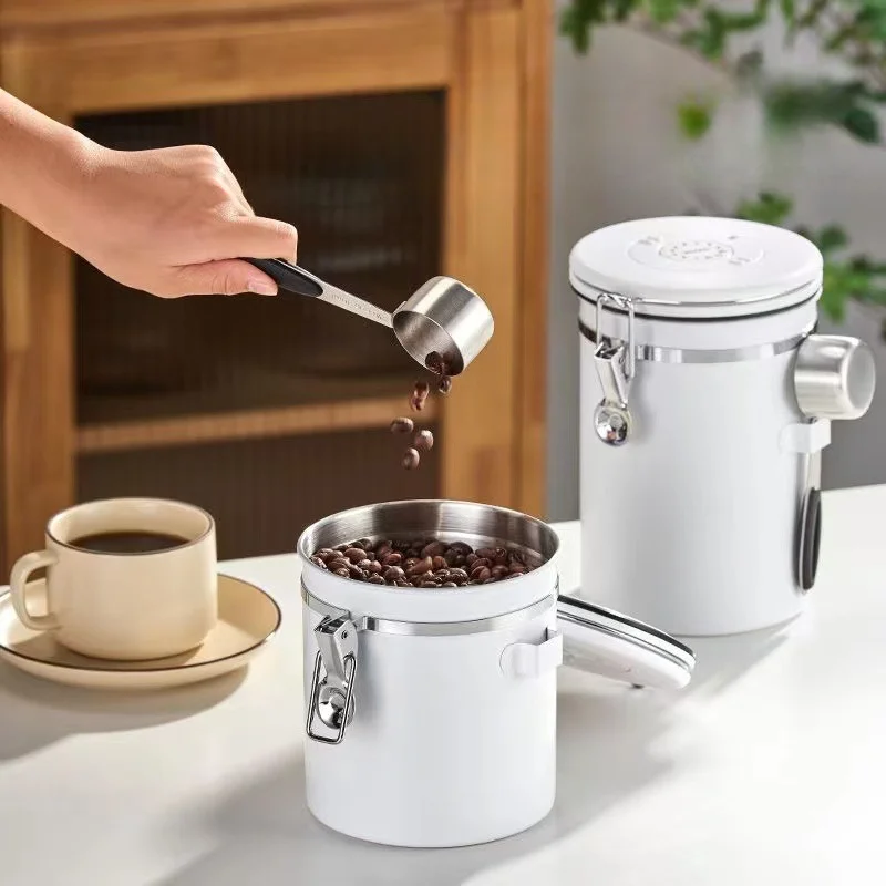 Large Capacity Coffee Storage Container Scoop Stainless Steel Coffee Bean Can Sealing Milk Powder Dried Fruits Tea Jars Food Box