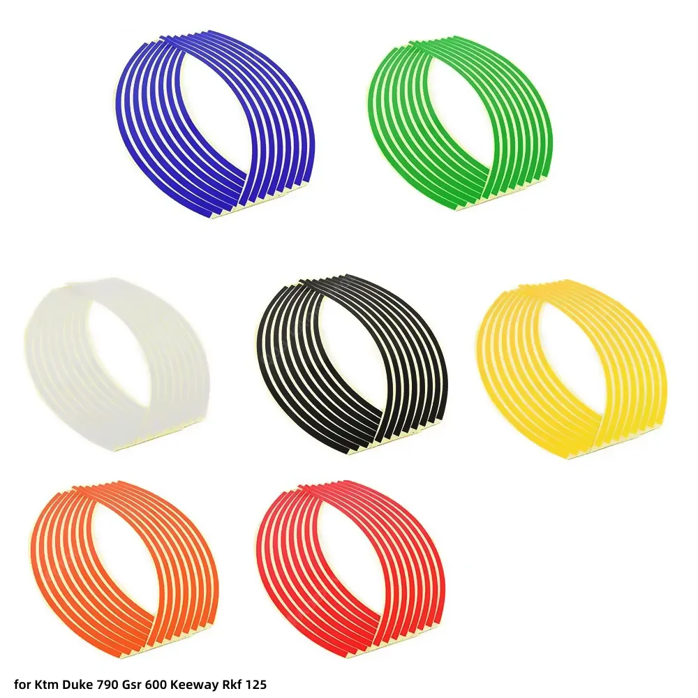 16 Strips Wheel Sticker Stripe Tape Bike Motorcycle 17 18 inch for Ktm Duke 790 Gsr 600 Keeway Rkf 125