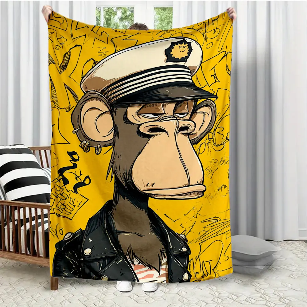 Pirate Monkey Captain Pattern Flannel printed blanket suitable for all seasons suitable for living room office sofa and travel
