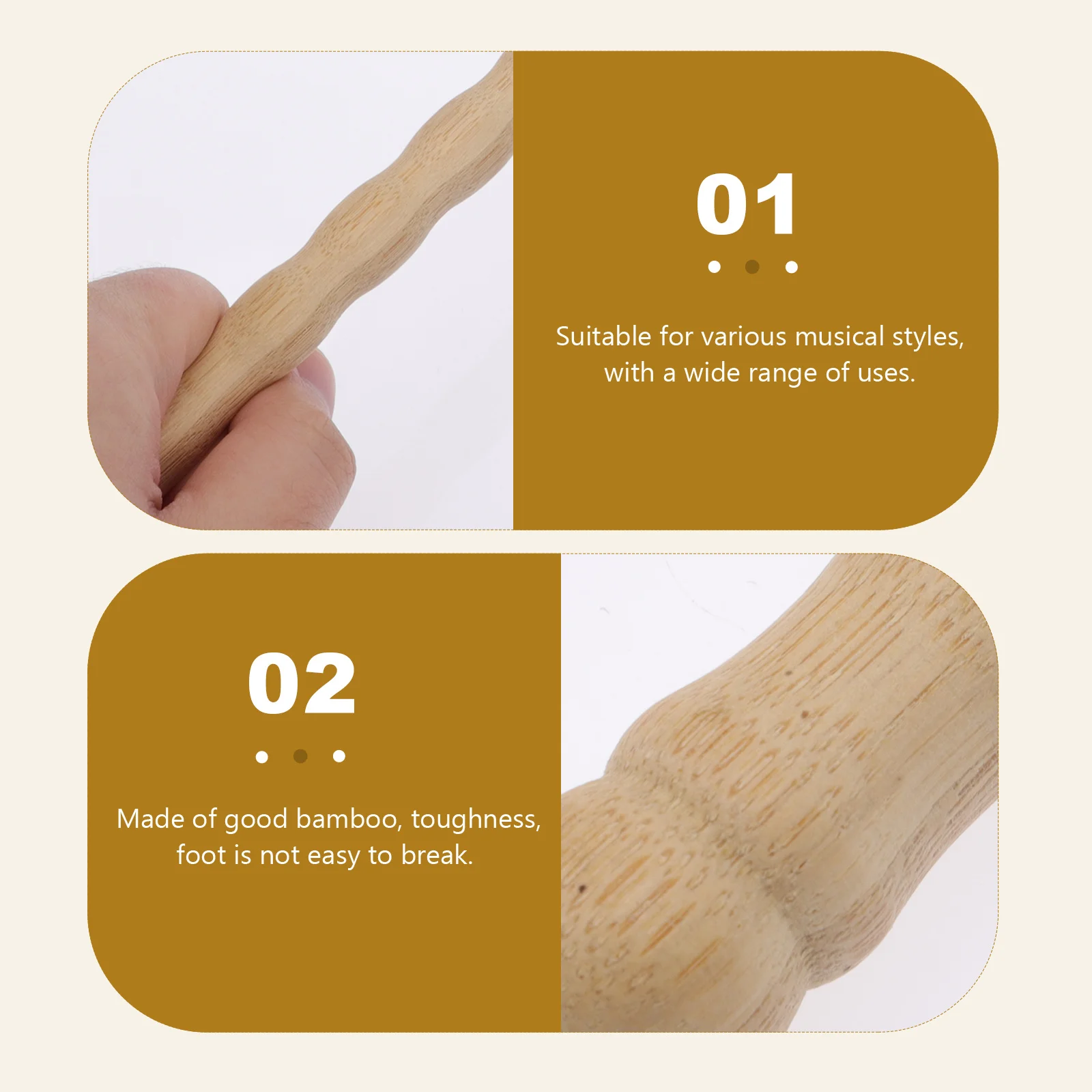 

1Pair Hulugu Bamboo Drumsticks Practical Performance Drumsticks Durable Universal Comfortable Percussion Sticks