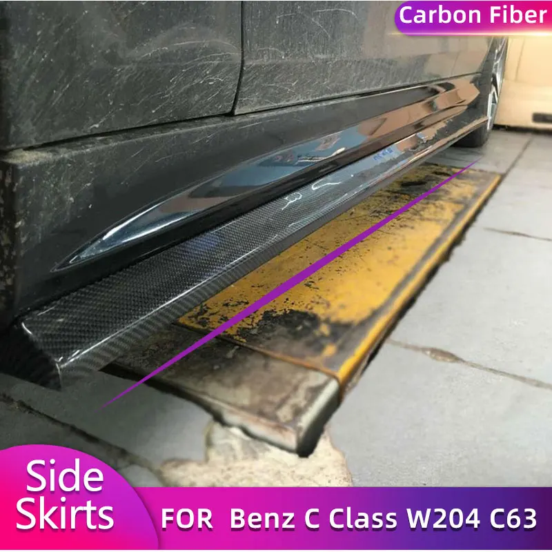 

Carbon Fiber Side Skirts Extensions for Mercedes Benz C Class W204 C63 2D 4D 2008-2014 Car Side Door Bumper Apron Lip Body Kits