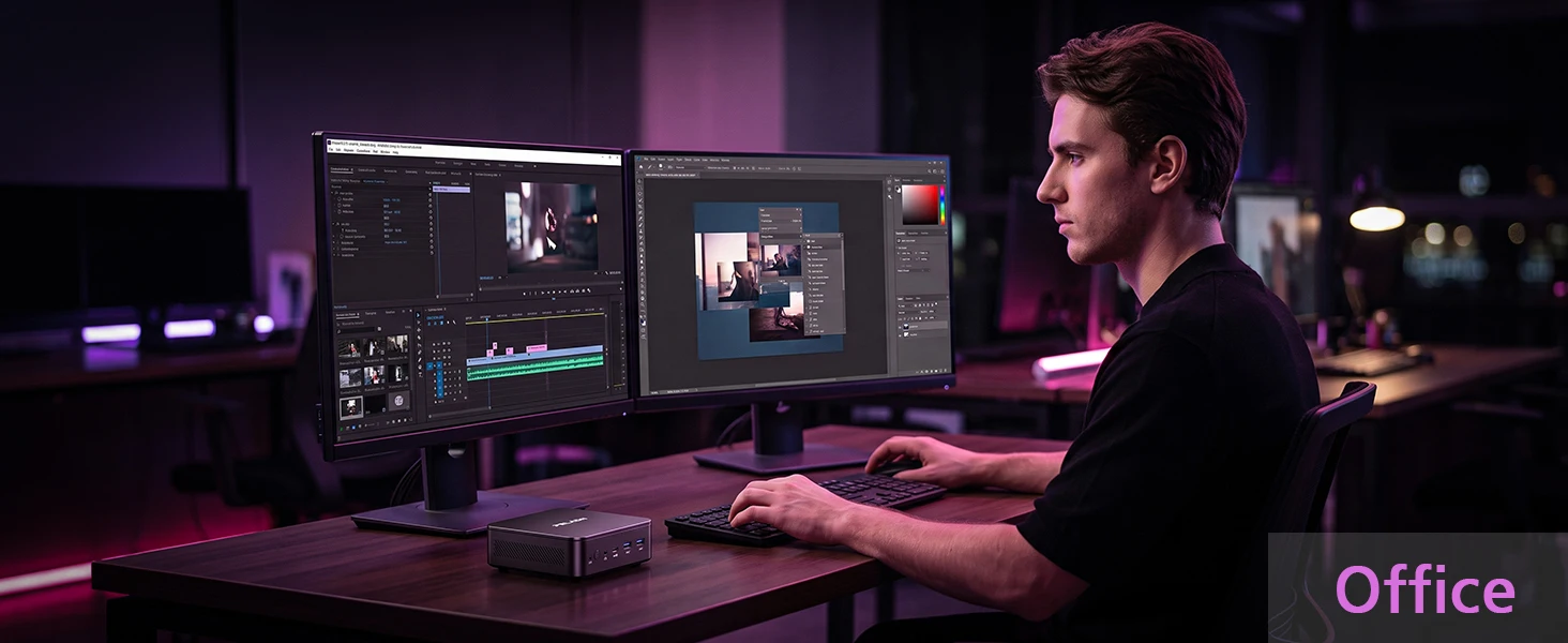 Peladn WO7 MiniPC AMD Ryzen™ 5 6600H (6 Cores,Up to 4.5 GHz) AMD Radeon™ 660M 16GB LPDDR5 512GB SSD WIFI 6 BT5.3 Support Dual Gigabit LAN Triple-Display 4K@60Hz Output Windows 11 pro Computer
