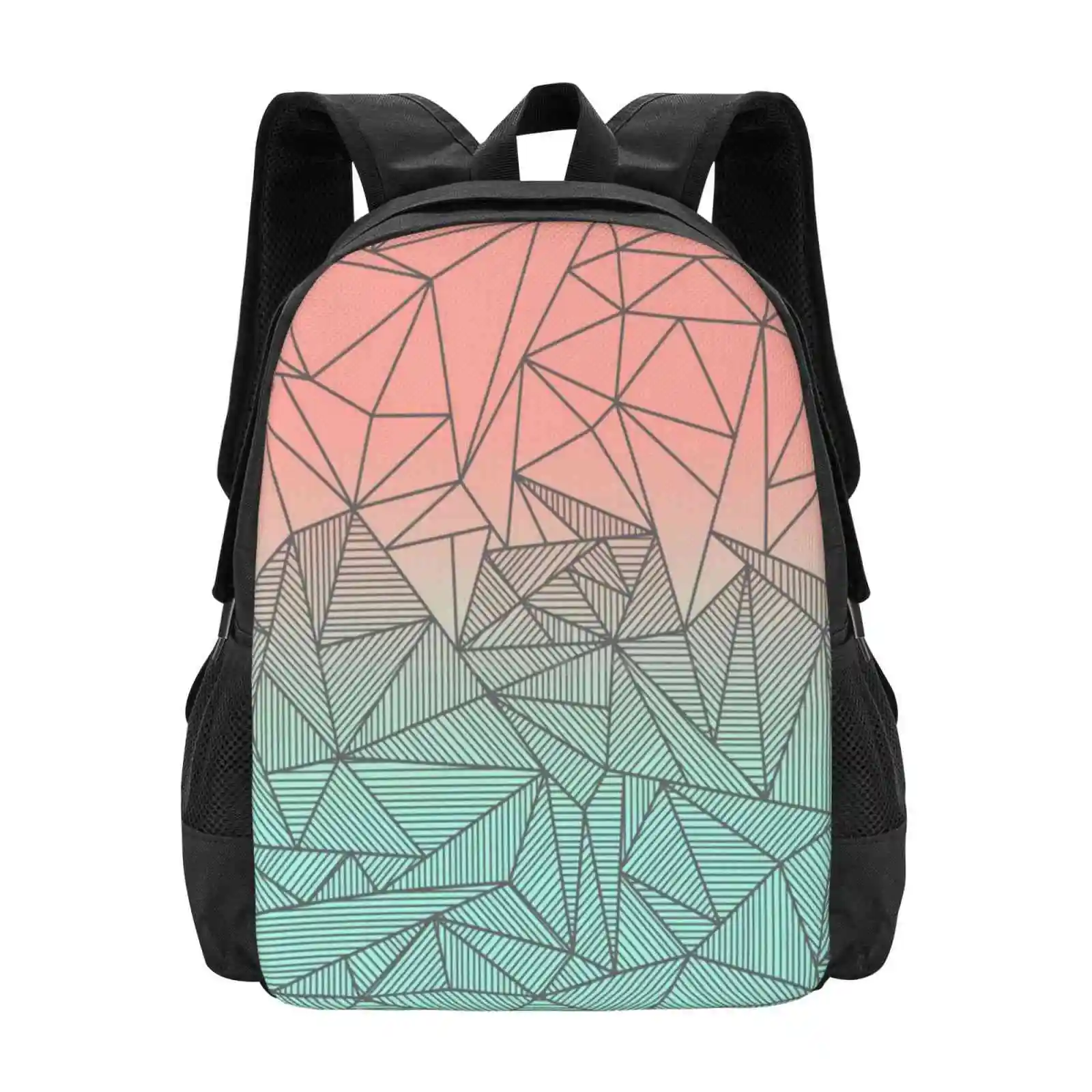 Bodhi Rays Hot Sale Schoolbag Backpack Fashion Bags Bodhi Abstract Geometrical Salmon Pink Mint Green Shapes Pattern Triangles