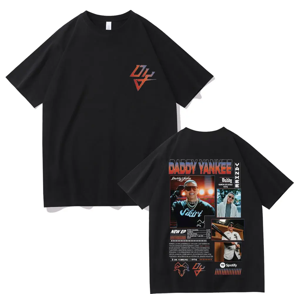 Customization Rapper Daddy Yankee Double Sided Print T Shirts Men's Fashion Vintage Short Sleeve Men Women Hip Hop Trend Oversiz