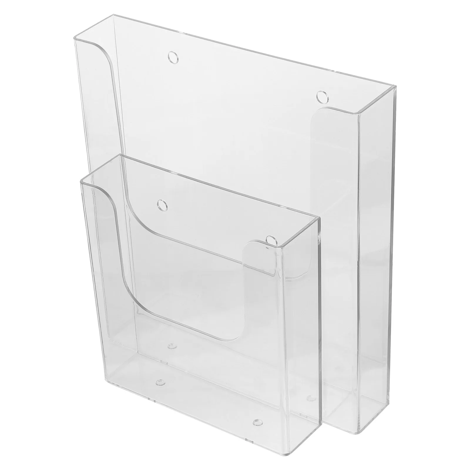 2Pcs Wall-Mounted Document Organizer Clear Acrylic File Holder Practical Paper Display Rack Office File Stand for Desk