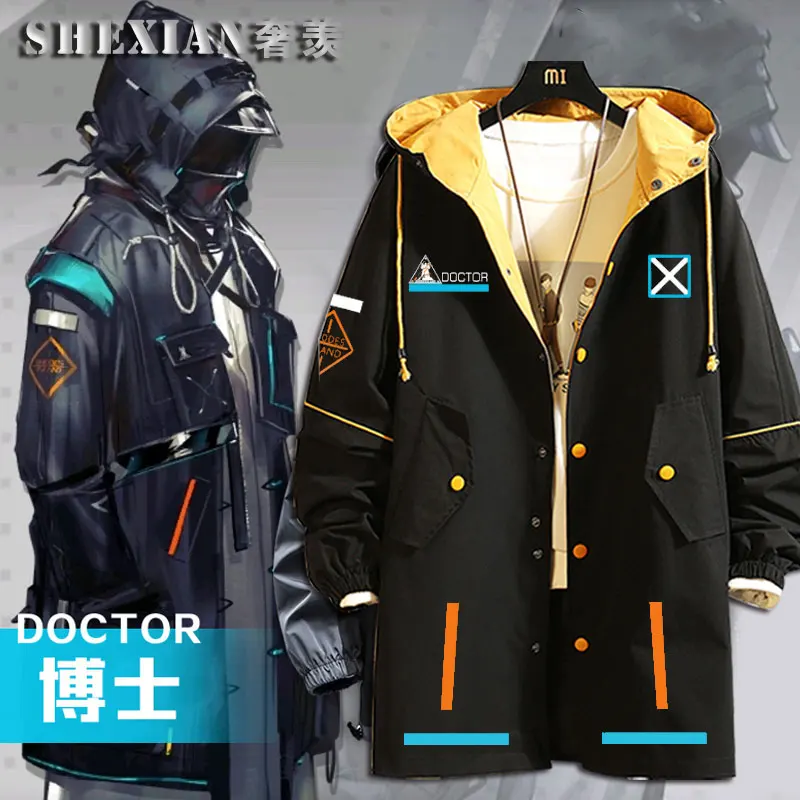 Gra Arknights Doctor wiatrówka sweter Manga cosplay z długim rękawem męska kurtka z kapturem Arknights ubrania japoński płaszcz garnitury