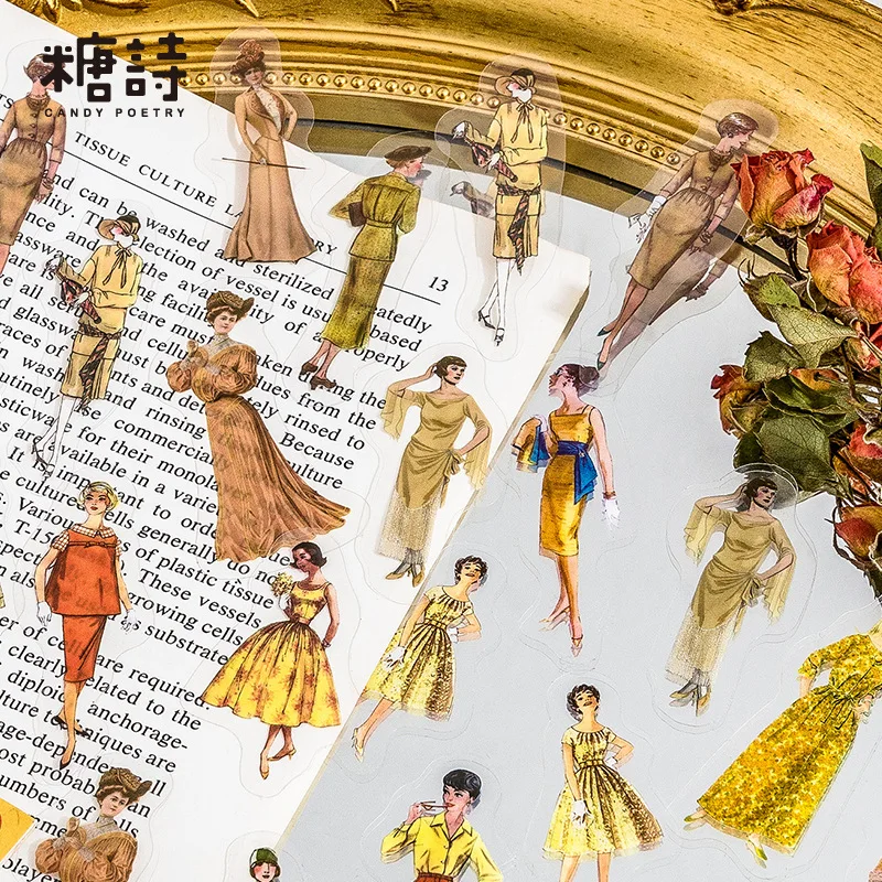 40pcs Vintage Fashion Lady Stickers Pack Collage Junk Journal Planner Decorative Paper Doll Stickers Album Scrapbooking Material