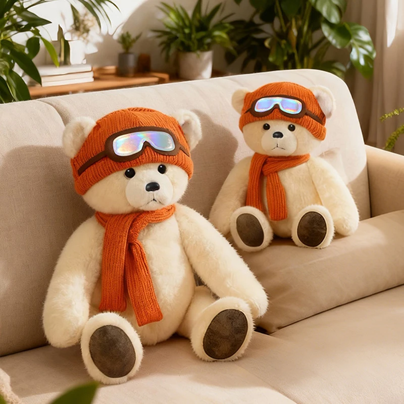 

Kawaii Cute Bear Plush Toys with Wind Hood Stuffed Soft Doll Pillow for Kids Girls Ideal Love Gift Kawaii Room Decor