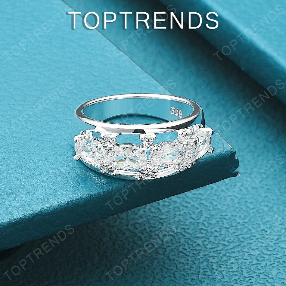 

Luxury 925 Sterling Silver Oval AAA Zirconia Wedding Ring For Women Engagement Party Gift Elegant Nice Jewelry Accessories