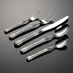 Luxury Satinless Steel Cutlery Sets Wheat Handle Dinner Appliance Knife Fork Spoon Mirror Western Tableware Kitchen Utensils